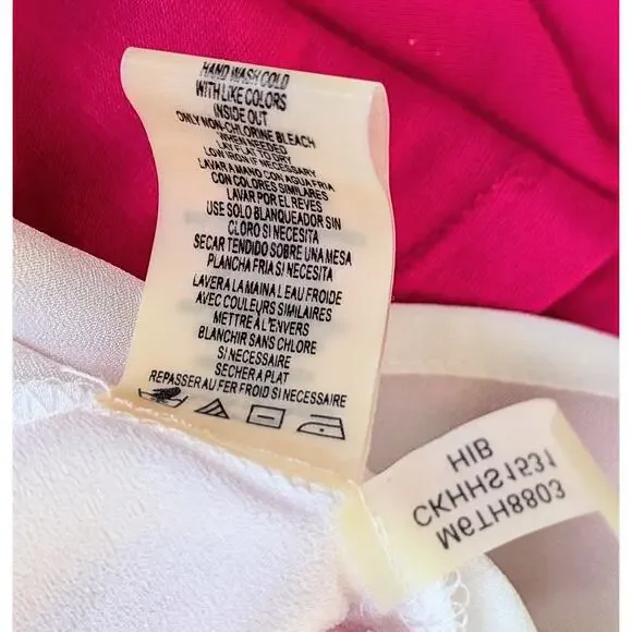 Calvin Klein Tunic Top Medium Hot Pink White Colorblock Layered Flowy NEW - Picture 9 of 9